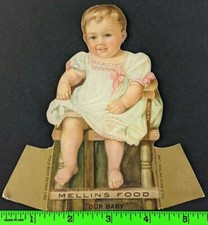 Vintage 1880's Mellin's Baby Food Girl Highchair Stand Up Diecut Trade Card Mass picture