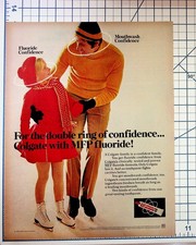 Vintage 1972 Colgate MFP Fluoride Toothpaste Ad Ice Skaters Dental Hygiene picture