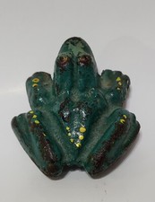 Antique Wyatt Mfg Salina Kansas Attributed Painted Cast Iron Frog Paperweight  picture