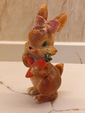 Vintage Easter Bunny Figurine Rabbit Holding Carrot Home Decor Statue picture
