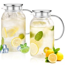 2Pack 68 oz Glass Pitcher With Lid. Carafe for 68 ounces, white1 picture