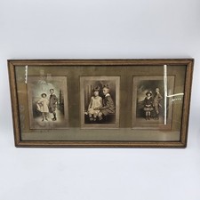 Antique Montage of Photos Of Little Boy Little Girl In Antique Wooden Frame picture