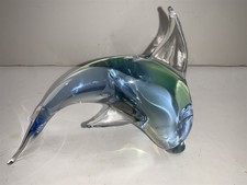  8 in Murano Glass Glass Dolphin Figurine Hand Blowen  picture