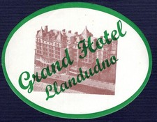 Vintage Hotel Luggage Label  GRAND  HOTEL  LLANDUDNO  Landudno picture