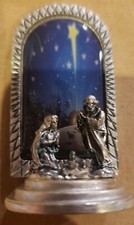 Silver Plated Minature Nativity with Image  - Christmas Decoration 2-1/8