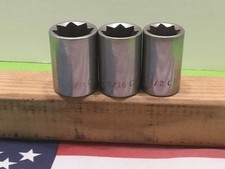 Vintage Craftsman  =V=  8Pt.  Sockets   1/2 Dr.   5/8 — 9/16  — 1/2 picture
