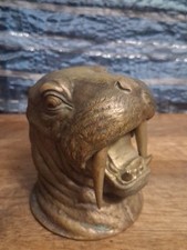 Rare Early Brass* ARTHUR COURT  Walrus Table Lighter Vintage 1976 picture