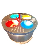 VTG Christmas EVERGLEAM TRI-LITE Aluminum Tree Stand Revolving Color Wheel Works picture