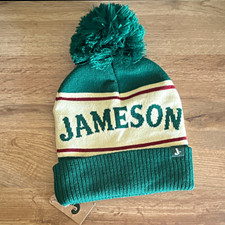 Jameson Irish Whiskey Knit Pom Beanie Hat Green Beige Red Winter Cap NWT picture