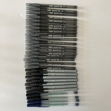 Lot of 29 Vintage BIC Pens Clear Gray Barrel New Blue Black Ink NEW Open Box picture