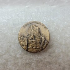 Vintage Zion National Park MACO Bronze Lapel Pin Medallic Art Company Lift Back picture