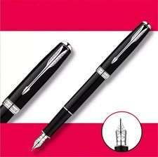 Good Bright Black/White Clip Parker Sonnet Series Fine (F) Nib Fountain Pen picture