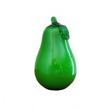 Vintage Blown Glass Green Pear, Groovy Paperweight or Table Decor picture