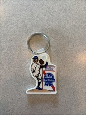 VINTAGE UNUSED PABST BLUE RIBBON PBR Baseball KEY RING PBR KEY CHAIN RARE picture