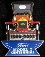 NOS MODEL T FORD SILVER CLOISONNE' ANNIVERSARY PINBACK BADGE PRISTINE L@@K #H93 picture