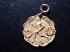 1918 Vintage Brown Wesleyan Dual Meet Throwing Discus Medal-Very Nice - bb356cxx picture