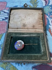 1937 Paris International Exposition - Prague Exhibit - Enamel Bronze Pin and Box picture