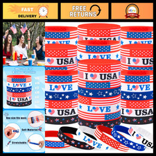 100PCS 4th/Fourth of July Accessories Party Favors: Patriotic Silicone Rubber Br picture
