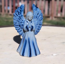 Eldreth Salt Glazed Blue Pottery Angel Figurine Signed 1997 3.5