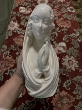 Vintage Handmade Ceramic Virgin Mary Madonna Cream Color Excellent picture