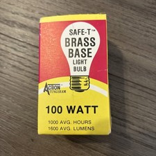 Vintage 1970's Action Tungsram Safe-T Brass Base Lightbulb 100 Watt Still Works picture
