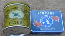 A pair of Vintage Tin Display Canisters Peters / Schrade USA 1970-1990's Used picture