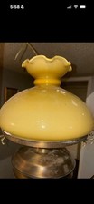 Antiq / VTG BUTTERSCOTCH Cased Glass Oil Lamp Shade Aladdin Hurricane Kerosene picture