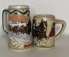 Budweiser Vintage Clydesdales Stein Anheuser-Busch Ceramarte,2 Mugs Excellent picture