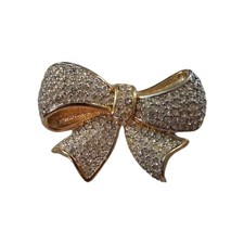 Vintage  Pave Rhinestone Crystal Bow Brooch Pin 1977 - 1988  picture