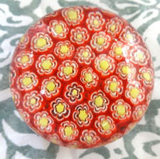 MILLEFIORI ART GLASS FLOWER PAPERWEIGHT 2.5