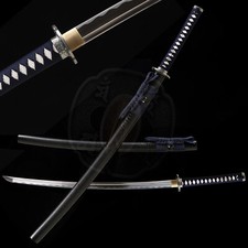 Black Katana 1095 Steel Battle Ready Sharp Japanese Samurai Functional Sword picture