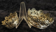 Antique Dutch Silver Marian Crowns - 19thC Devotional Statue Crowns (Set of 2) picture