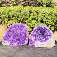 3.47LB 2pcs Natural Amethyst Uruguay Cave Crystal Cluster Gemstone Geode Healing picture
