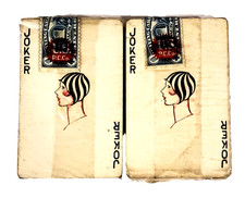 2 Vintage Decks Playing Cards Tax Stamp Sealed USPCC Art Deco Flapper Joker 1930 picture