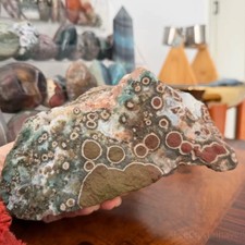Large Orbicular Eye Ocean Jasper Raw Specimen, Natural Crystal Mineral Display picture