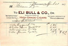 1913 Nescopeck, PA Eli Bull & Co. Tobacco Billhead picture
