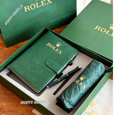 Bid Rolex Green Luxury Journal Pen Umbrella Gift Set AD VIP Rare Exclusive picture