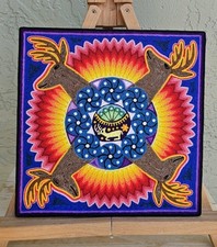 Yarn painting Huichol art - Nierika Peyote Prayer By Lucia Wenima picture