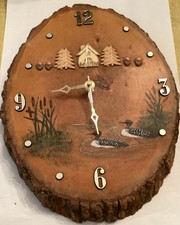 Vintage Signed Hand-painted-Maine, Loon Wall Clock By M. DeCorte -1993 Rare Find picture