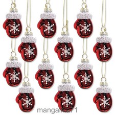 Set of 12 Glass Mittens Ornaments -  picture