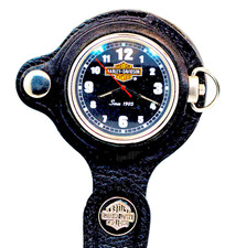 New Harley Davidson Pocket Watch, Rare Unworn Black Or Brown H-D Logo Pouch $199 picture