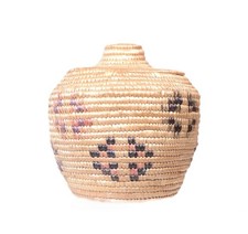 Yupik Lidded Market Basket By Mary Peruskia Mid 20th Century  4.75