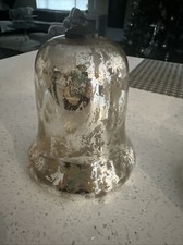 Jumbo Vintage Kugel Style 7” SILVER MERCURY GLASS Bell zgallria picture
