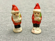 Vintage Miniature Bisque Santa Figurines with Green Bag 2