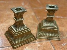 CORINTHIAN STYLE NEOCLASSICAL BRASS CANDLESTICKS PAIR SET 3.75