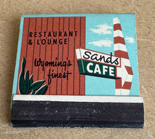 The Sands Cafe, Rock Springs WY Matchbook, Vintage, 30 Printed Sticks; Nice picture