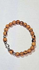 Olive Wood Bracelet Men Women Rosary Beads Holy Land Jerusalem Cross Bethlehem picture