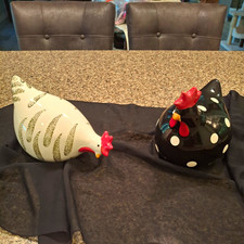 La Dolce Vita Ceramic Chicken Figurines Set of 2 Hen House Collection picture