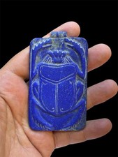 Lapis Lazuli Scarab Necklace Hand Carved Egyptian Pendant Ancient Amulet Jewelry picture