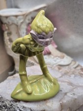 MCM Vintage Green Chartreuse Gilner Pixie - 1950s Elf Blowing Kiss in Leaf Hat picture